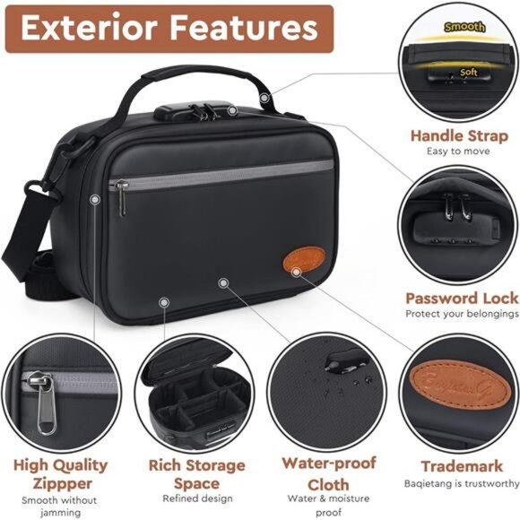 Black lockable storage bag with combination medicine lock box travel organizer - Picture 4 of 8